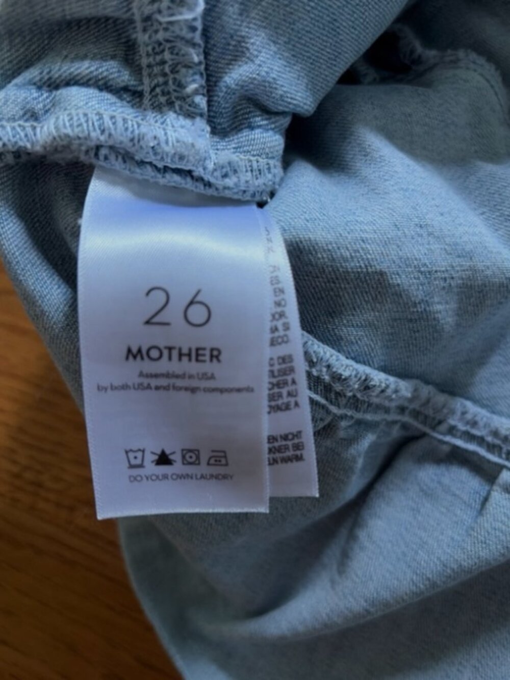 MOTHER Denim Tiered Jean Skirt Mid Rise Mini Blue 26 Raw Hem Cute Stretch Light - Picture 2 of 4